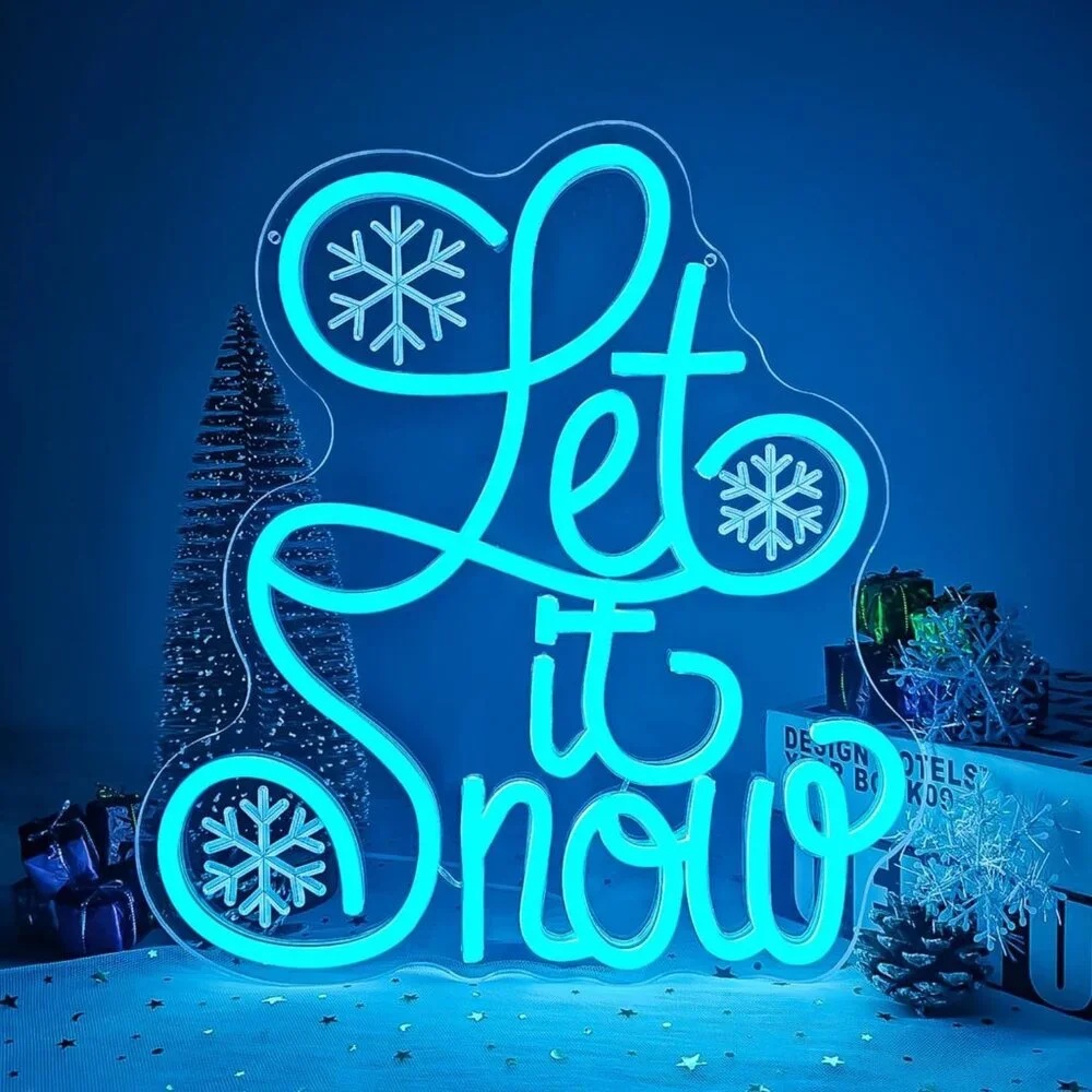 Let It Snow Neon Sign Snowflake Dimmable LED Ideal Ambient Lighting Decoration